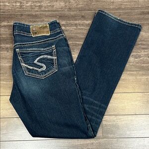 Silver Jeans Women’s Size 28x31 Suki Mid Baby Boot Blue Denim Pants Cotton Blend